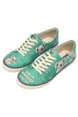Kadın Vegan Deri Yeşil Sneakers - Koala Hug Tasarım - 2