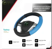 DİREKSİYON KILIFI GEÇMELİ MİNİBUS 42 CM 4 PARÇA SİYAH-MAVİ - 1