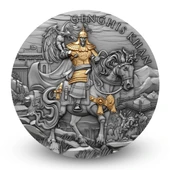 AgaKulche Cengiz Han Altın Kaplama Gümüş Sikke Coin thumbnail 1