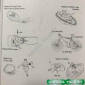 Hsgl Bisiklet Scooter Spor ve Kask icin Mavi Kırmızı Çakarlı ışık - 5