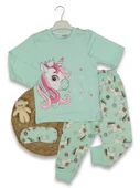 UNICORN BASKILI KIZ PİJAMA TAKIMI - 1