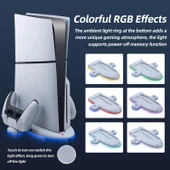 PS5 Slim için Wigearss Dikey Stand Soğutma Fanları 3 Seviyede Ayarlanabilir Fanlı Çok İşlevli Stand - 7