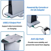 PS5 Slim için Wigearss Dikey Stand Soğutma Fanları 3 Seviyede Ayarlanabilir Fanlı Çok İşlevli Stand - 5