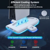 PS5 Slim için Wigearss Dikey Stand Soğutma Fanları 3 Seviyede Ayarlanabilir Fanlı Çok İşlevli Stand - 2