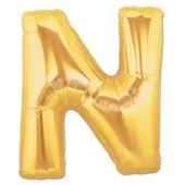 N Harf Folyo Balon Altın Renk  40 inç - 1