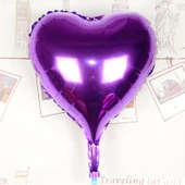Kalp Uçan Balon Folyo Mor 80 cm 32 inç - 1