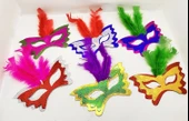 Tüylü Kağıt Karnaval Maskesi (6'lı Set) - 2