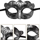 Maskeli Balo Antik Gri Gümüş Eskitilmiş Maske Balo Venedik - 2