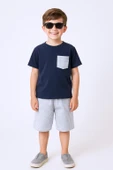 ERKEK ÇOCUK ŞORTLU TAKIM ÇİZGİLİ CEP DETAYLI E15 thumbnail 5