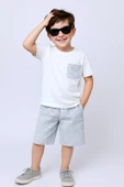 ERKEK ÇOCUK ŞORTLU TAKIM ÇİZGİLİ CEP DETAYLI E15 thumbnail 2