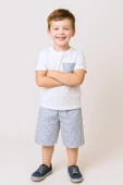 ERKEK ÇOCUK ŞORTLU TAKIM ÇİZGİLİ CEP DETAYLI E15 thumbnail 1