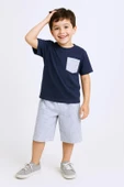 ERKEK ÇOCUK ŞORTLU TAKIM ÇİZGİLİ CEP DETAYLI E15 thumbnail 3