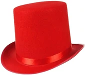 Yetişkinler İçin Kırmızı Renk Ringmaster Sihirbaz Şapkası Fötr Şapka 15 cm - 1
