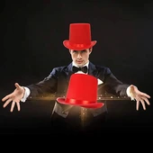 Yetişkinler İçin Kırmızı Renk Ringmaster Sihirbaz Şapkası Fötr Şapka 15 cm - 2