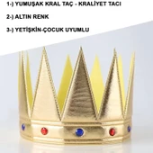 Altın Renk Eva Yumuşak Kral Kraliyet Tacı Yetişkin Çocuk Uyumlu 55 cm - 2