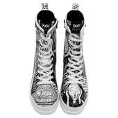 Kadın Vegan Deri Siyah Fermuarlı Uzun Bot - Edvard Munch The Scream Muse Tasarım - 3