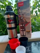 Termos 4,0 L, Paslanmaz Çelik İçecek Şişesi, 3 Bardaklı, Çift Duvar Yalıtımı, Kamp Su Şişesi, Kulplu, 24 Saat Sıcak ve Soğuk (Gümüş) - 6