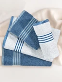 Banyo Havlu Takımı Oscar Mavi-Krem 50x85cm(2Ad.) + 70x140cm (2Ad.) thumbnail 4