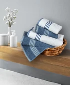 Banyo Havlu Takımı Oscar Mavi-Krem 50x85cm(2Ad.) + 70x140cm (2Ad.) thumbnail 1