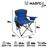 Katlanır Kamp Piknik Sandalyesi - Madfox Echo - Bardaklıklı - Mavi - 547287 - Taşıma Çantalı - 5