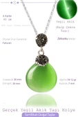 Sertifikalı Zirkon Taşlı Yeşil Akik Taşı Kolye thumbnail 1