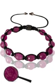 Sertifikalı Makrome Fasetli Hematit - Pembe Akik Taşı Bileklik thumbnail 1