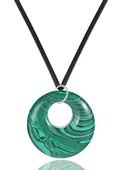 Sertifikalı Deri İpli Doğal Malahit Taşı Kolye (Malakit Taşı) thumbnail 1