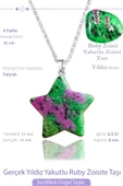 Sertifikalı Gerçek Yıldız Model Ruby Yakutlu Zoisite Taşı Kolye (Anyolit Taşı) - 1