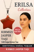 Sertifikalı Yıldız Model Kırmızı Jasper Taşı Kolye - Hırs ve Azim Veren Doğal Taş thumbnail 3