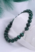 Sertifikalı Gerçek Malahit - Malahit Taşı Bileklik (Gümüş Aparatlı) thumbnail 2