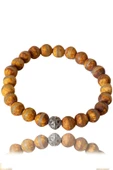 Sertifikalı Kahverengi Çizgili Tibet Akik Taşı Bileklik - Gümüş Aparatlı thumbnail 1
