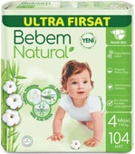 Bebem Bebek Bezi Natural Beden:4 (7-14KG) Maxi 208 Adet Ekonomik Ultra Fırsat Pk thumbnail 2