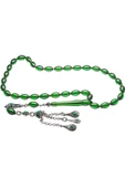 Sertifikalı Yeşil Renkli Halep Püsküllü Ateş Kehribar Tesbih thumbnail 5