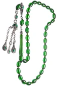 Sertifikalı Yeşil Renkli Halep Püsküllü Ateş Kehribar Tesbih thumbnail 2