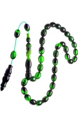 Sertifikalı Sistemli Halkalı Yeşil Siyah Renkli Hareli Ateş Kehribar Tesbih thumbnail 5