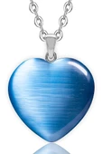 Sertifikalı Kalp Model Gerçek Doğal Mavi Akik Taşı Kolye thumbnail 1