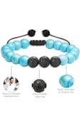 Sertifikalı Doğal Firuze Turkuaz Volkanik Lav Taşı Doğal Taş Bileklik Seti thumbnail 3
