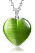 Sertifikalı Kalp Model Gerçek Yeşil Akik Taşı Kolye thumbnail 1