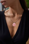 Sertifikalı Doğal Pembe Opal Taşı Kolye thumbnail 3