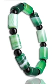 Sertifikalı Doğal Yüksek Kalite Damarlı Yeşil Akik Bileklik thumbnail 1