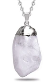 Sertifikalı Ham Işlenmemiş Doğal Beyaz Kuvars Taşı Kolye thumbnail 1