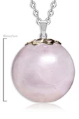 Sertifikalı Yuvarlak Doğal Pembe Kuvars Taşı Kolye thumbnail 2