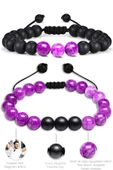 Sertifikalı Doğal Meksika Ametist Oniks Taşı Doğal Taş Bileklik Seti thumbnail 2