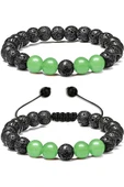 Sertifikalı Doğal Aventurin Volkan Lav Taşı Doğal Taş Bileklik Seti thumbnail 1