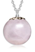 Sertifikalı Yuvarlak Doğal Pembe Kuvars Taşı Kolye thumbnail 1