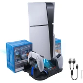 Ozmik PS5 Slim Konsolu  Soğutma Standı ve Kontrol Cihazı Şarj İstasyonu Sadece  3 Kademeli Soğutma - 1