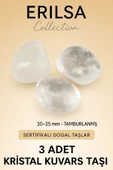 Sertifikalı Kristal Kuvars Taşı Doğal Taş Kütle – 3 Adet Parça Saf ve Şeffaf - 2