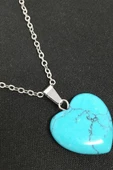 Sertifikalı Kalp Model Gerçek Turkuaz Taşı Kolye thumbnail 2