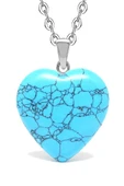 Sertifikalı Kalp Model Gerçek Turkuaz Taşı Kolye thumbnail 1