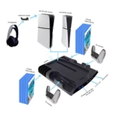 Ozmik PS5Slim için çok fonksiyonlu soğutma fanı taban+disk depolama raf kolu ile çift kanca - 4